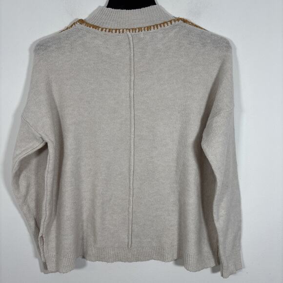 Staccato Sweater Oatmeal Beige Brown Contrast Stitching Seams Small Fall - Picture 7 of 8